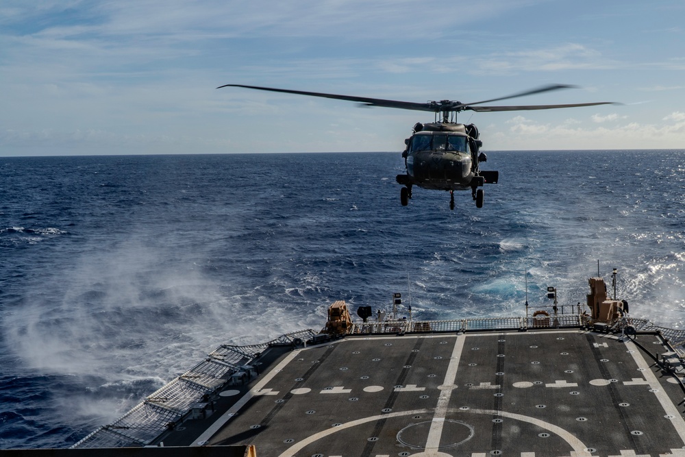 25th Combat Aviation Brigade UH-60 Black Hawk lands aboard USCGC Midgett during RIMPAC 2024