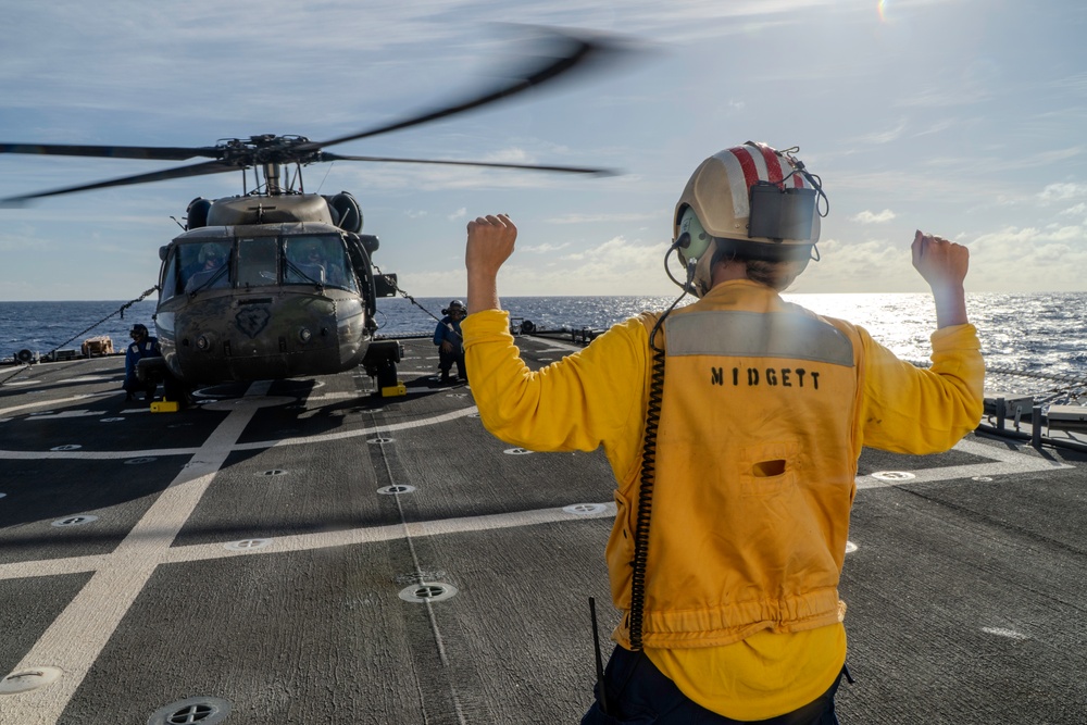 25th Combat Aviation Brigade Soldiers qualify deck landing aboard USCGC Midgett during RIMPAC 2024