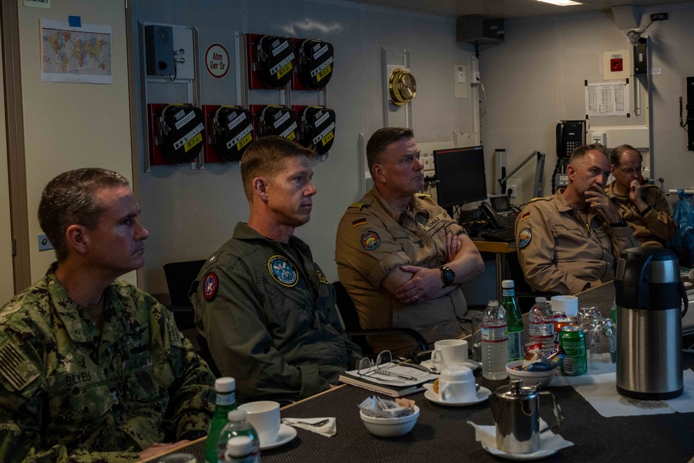 Rear Adm. Michael Wosje Meets with Members of German navy Frigate FGS Baden-Wurttemberg (F 222) During RIMPAC 2024.