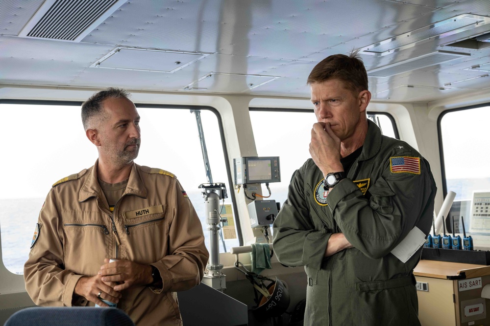 Rear Adm. Michael Wosje Meets with Members of German navy Frigate FGS Baden-Wurttemberg (F 222) During RIMPAC 2024.