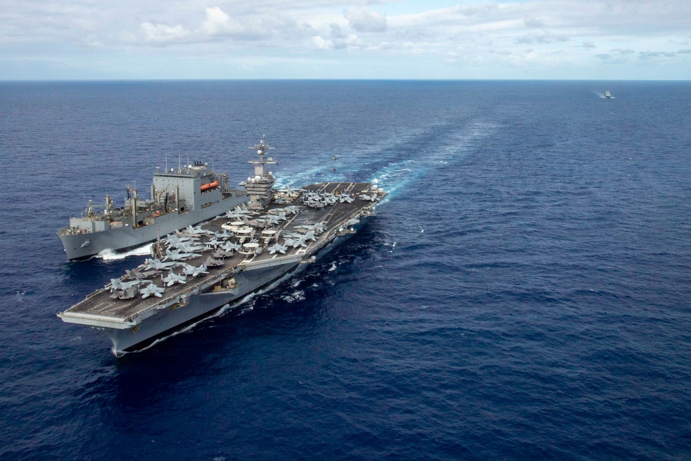 USS Carl Vinson (CVN 70) Conducts a Multi-national Replenishment-at-Sea During RIMPAC 2024.