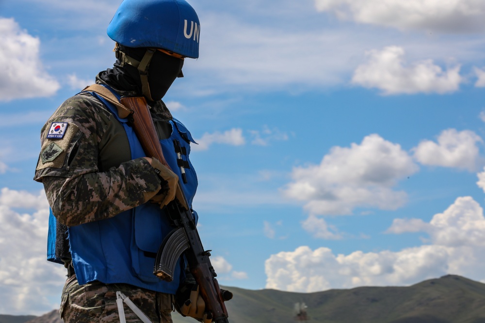 Republic of Korea soldiers on UXO lane during multilateral peacekeeping exercise Khaan Quest 24