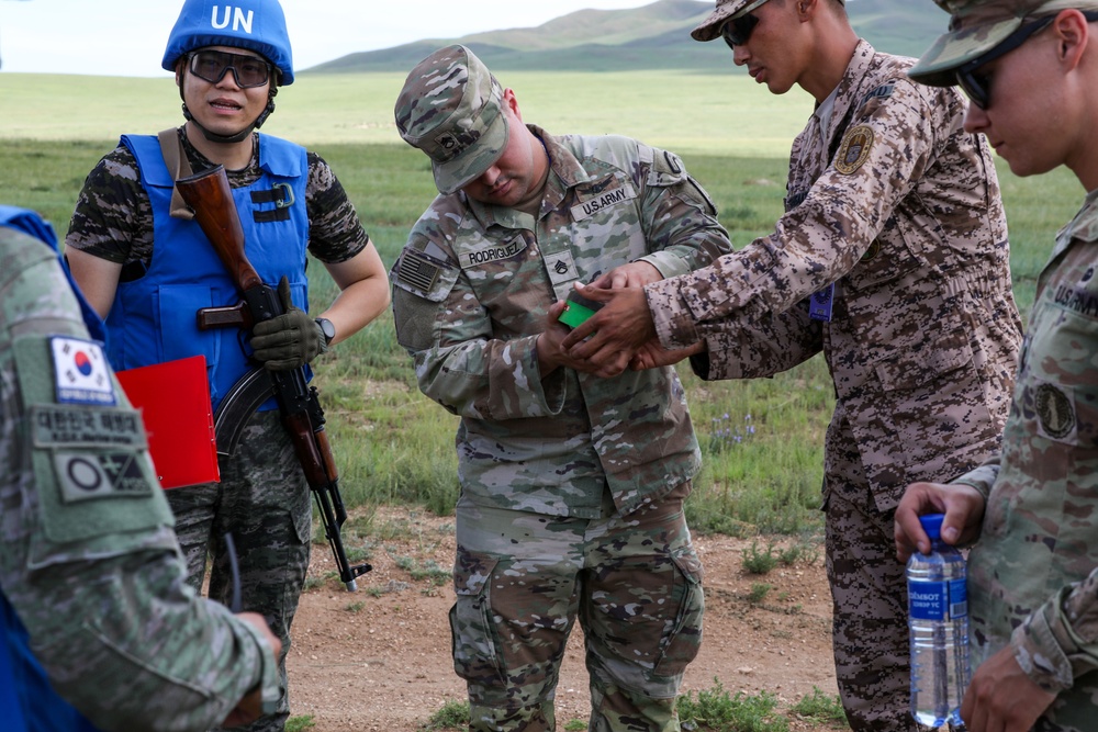 Republic of Korea soldiers on UXO lane during multilateral peacekeeping exercise Khaan Quest 24