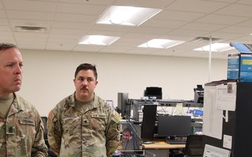 Command Sergeant Major Alexander L. Poutou, Medical Readiness Command, East, visits Ireland Army Health Clinic.