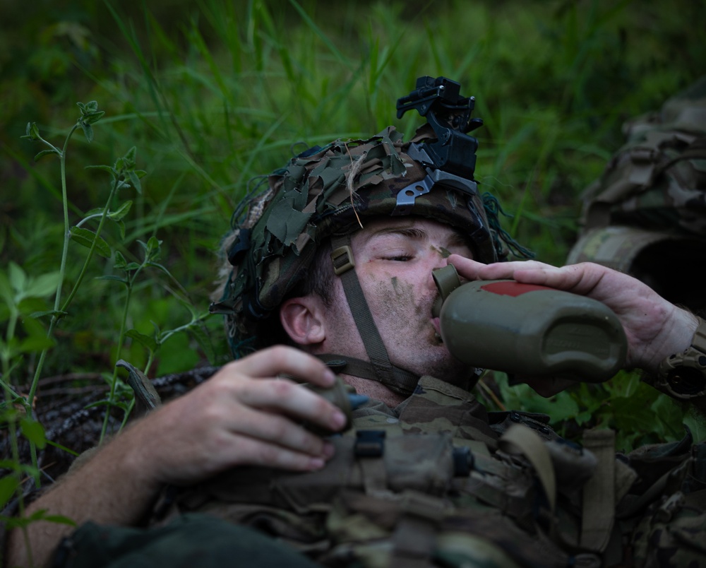 Charlie Co. of the 1-167th Infantry Regiment assaults an enemy position