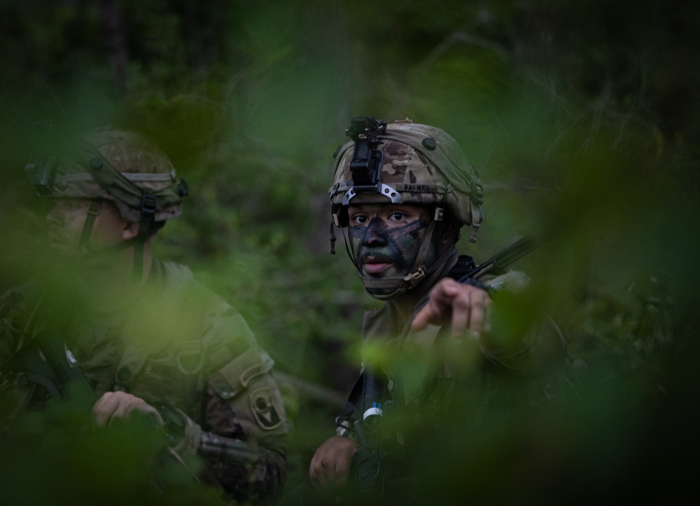 Charlie Co. of the 1-167th Infantry Regiment assaults an enemy position