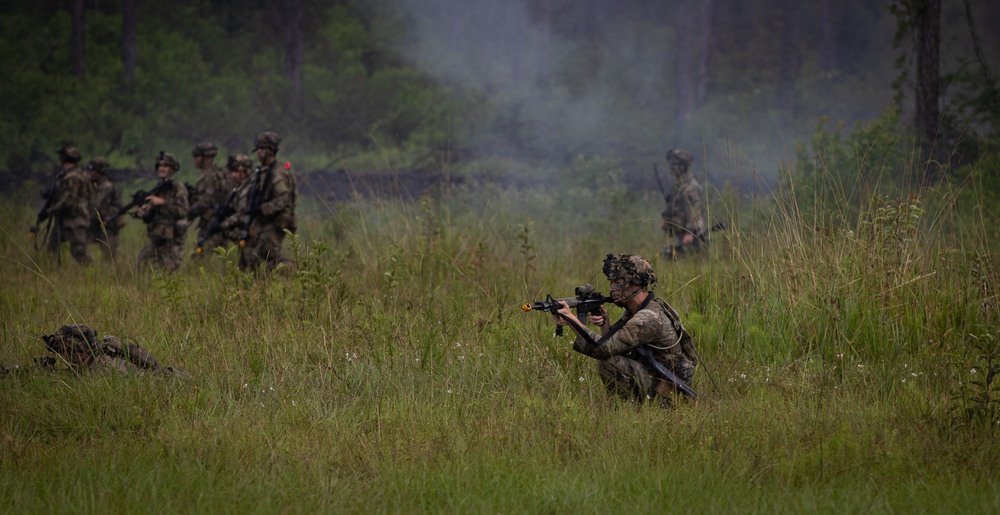 Charlie Co. of the 1-167th Infantry Regiment assaults an enemy position