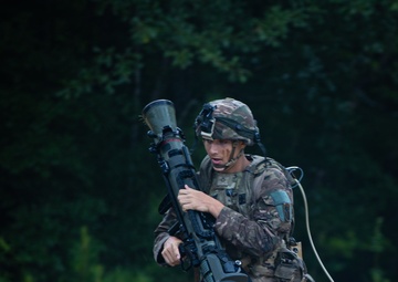 Charlie Co. of the 1-167th Infantry Regiment assaults an enemy position
