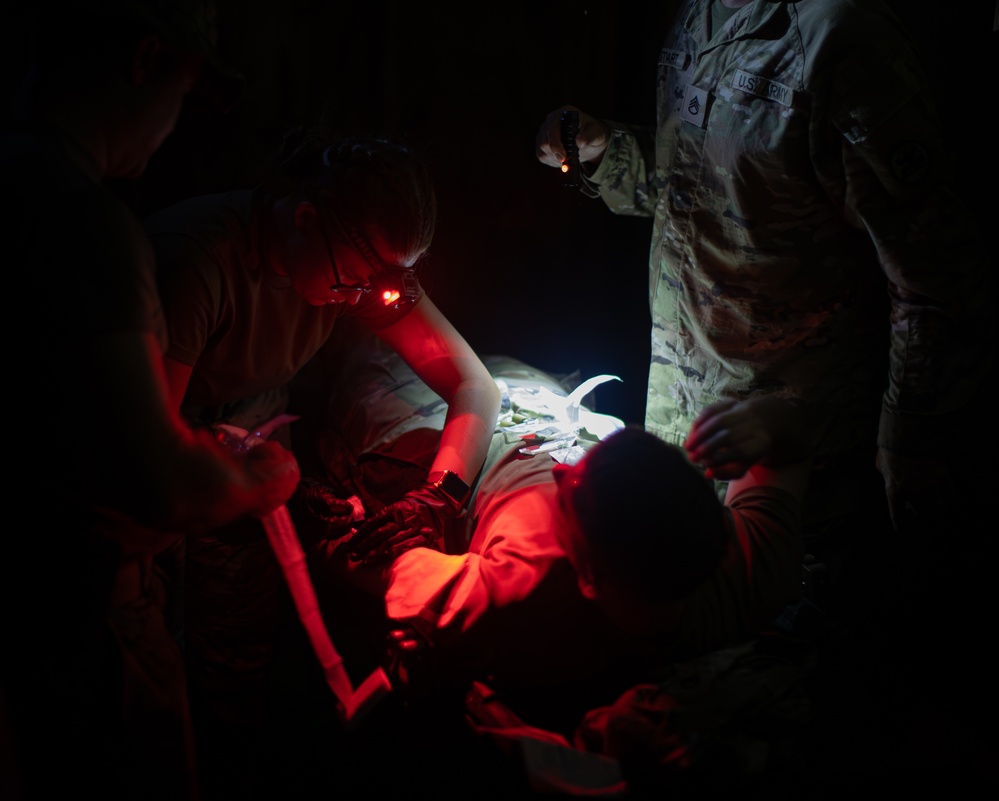 Combat Medics in the 129th MCAS are pushed to the limits during nonstop 24 hour training