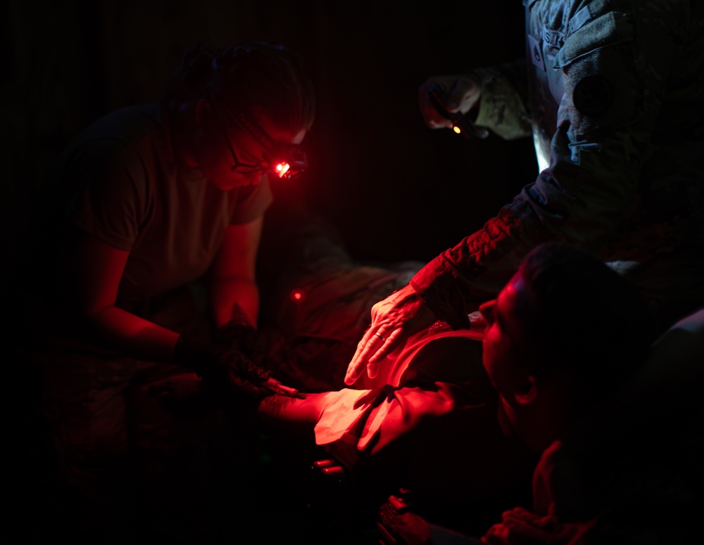Combat Medics in the 129th MCAS are pushed to the limits during nonstop 24 hour training