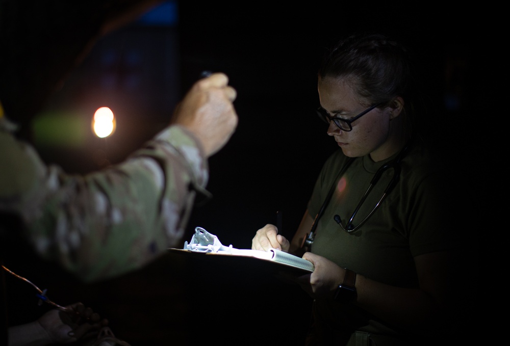 Combat Medics in the 129th MCAS are pushed to the limits during nonstop 24 hour training