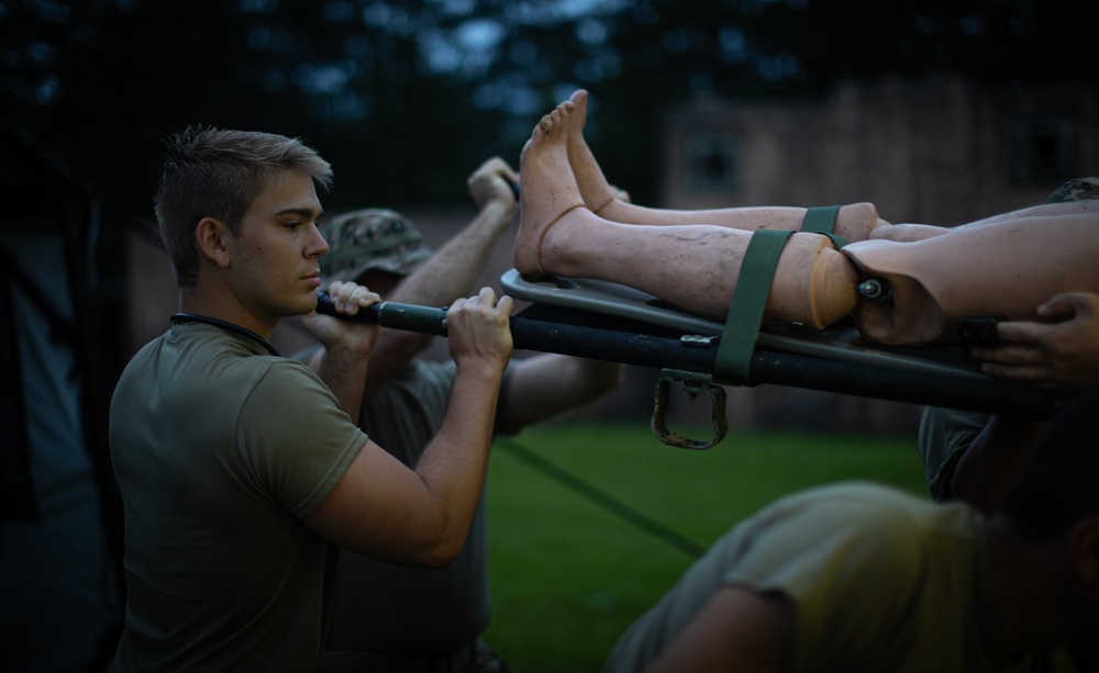 Combat Medics in the 129th MCAS are pushed to the limits during nonstop 24 hour training