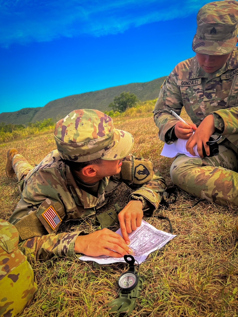 Soldiers work on critical land navigation skills during Caribbean Thunder