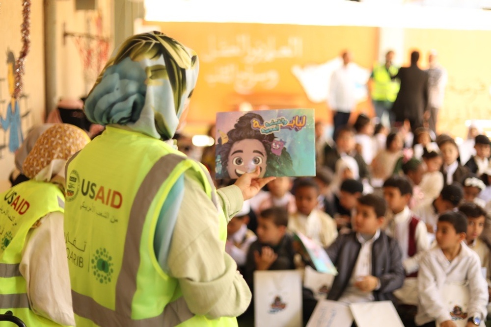 USAID celebrated Earth Day in Libya by sharing a book on the importance of recycling with school children.