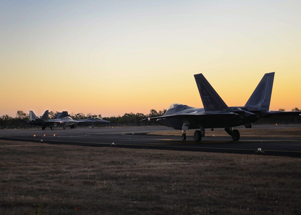 USAF F-22A Raptors conduct night flights during Pitch Black 2024