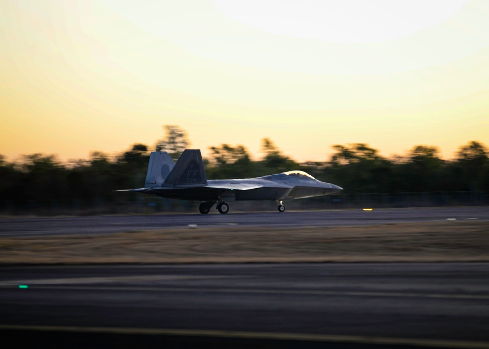 USAF F-22A Raptors conduct night flights during Pitch Black 2024