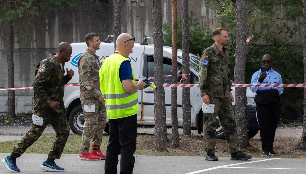 Maj. Sterling Broadhead prepares to negotiate a land obstacle course