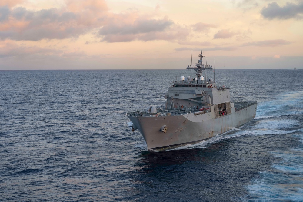 Replenishment at sea with Republic Of Korea Ship (ROKS) Cheon Ja Bong (687)