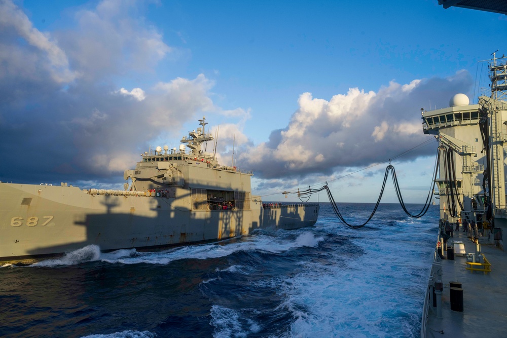 Replenishment at sea with Republic Of Korea Ship (ROKS) Cheon Ja Bong (687)