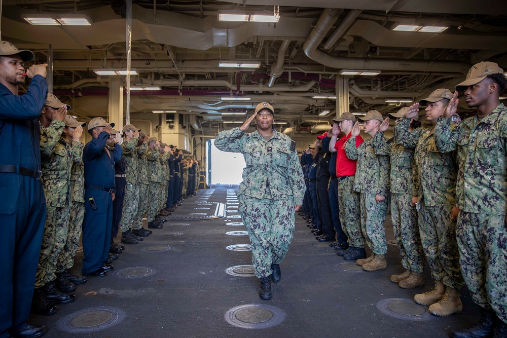 USS Tripoli Piping Ashore