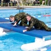 Col. Brent Dishman and Capt. Zachary Grimes climb on the table top