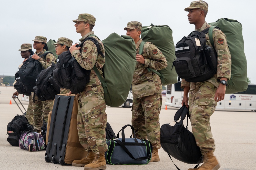 U.S. Air Force Basic Military Training Graduates Prepare to go to Technical Training School