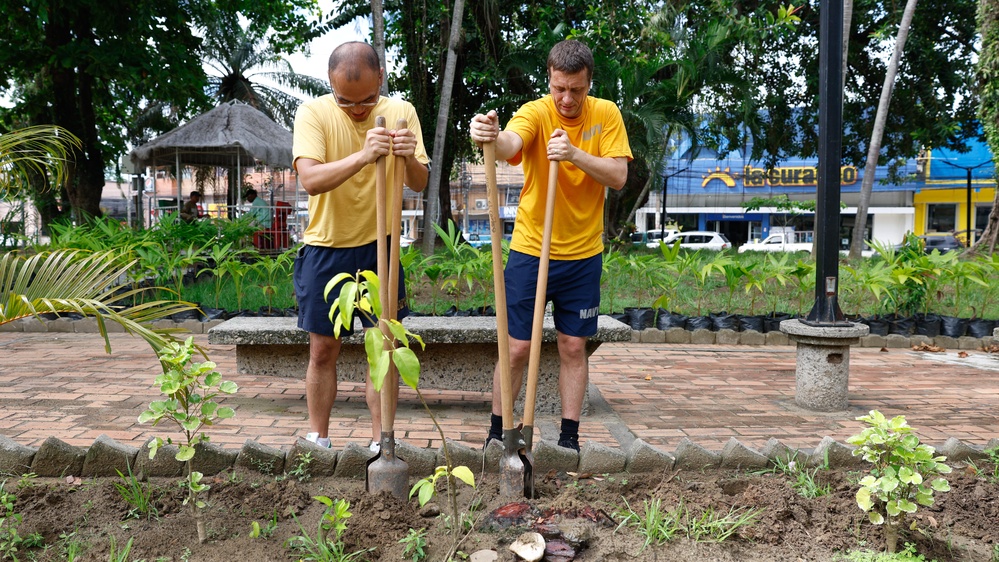 Continuing Promise 2024 Sailors Plant Bushes in Honduras