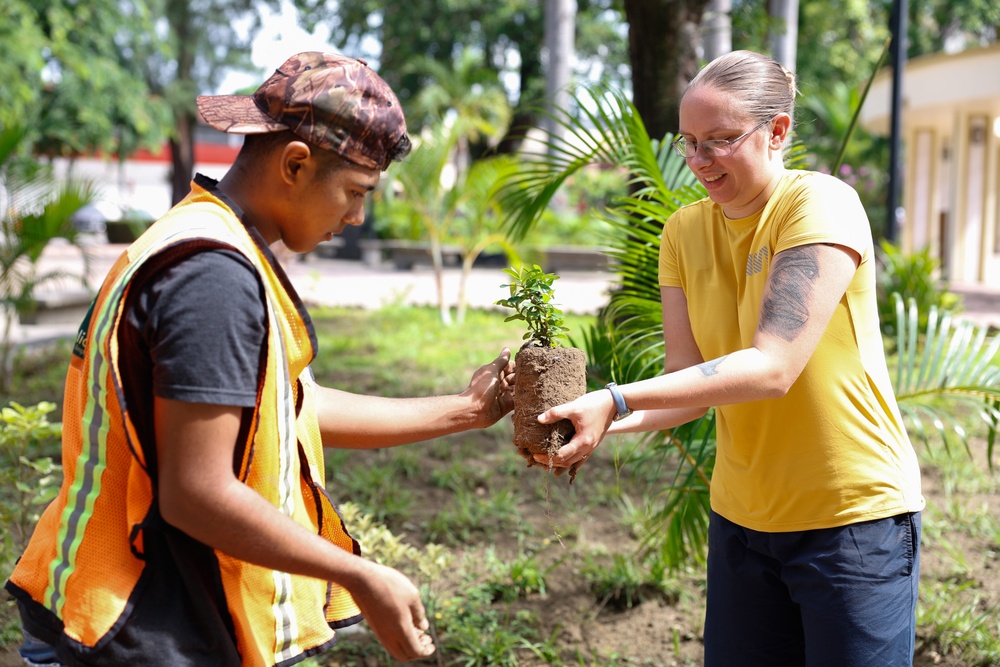 Continuing Promise 2024 Sailors Plant Bushes in Honduras