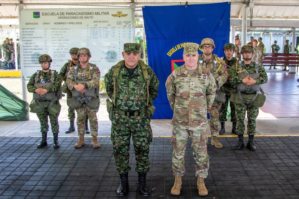 Colombian, 82nd Airborne Division paratroopers conduct final multinational jump during HYDRA III