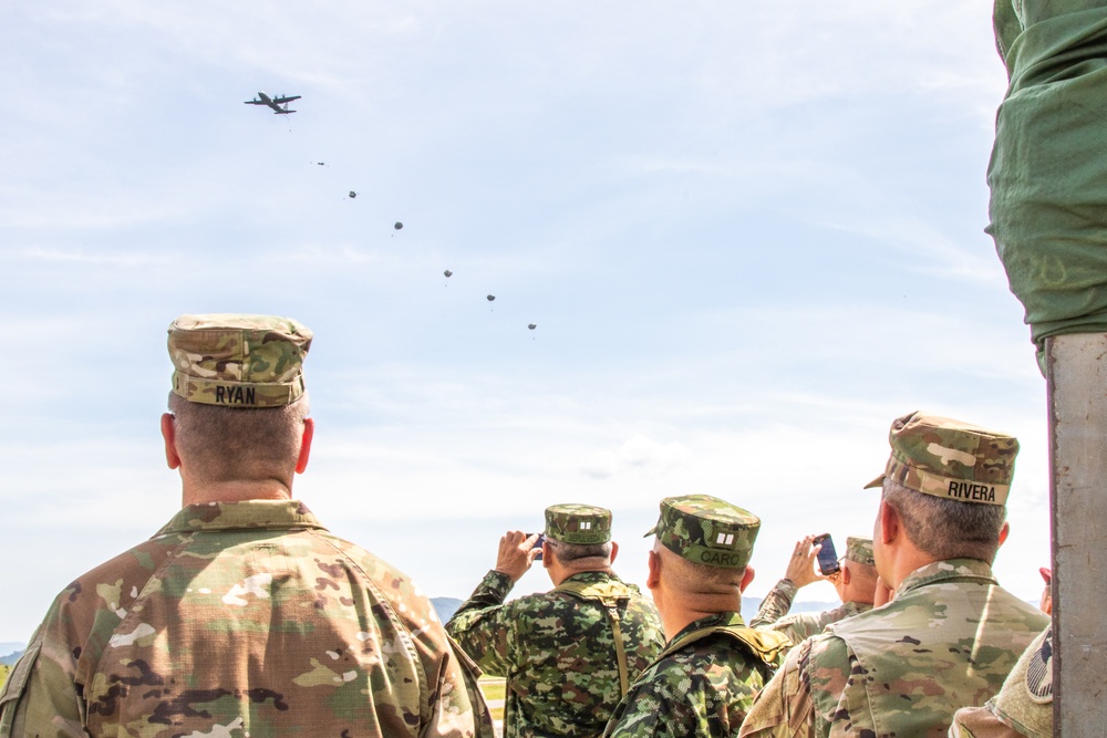 Colombian, 82nd Airborne Division paratroopers conduct final multinational jump during HYDRA III