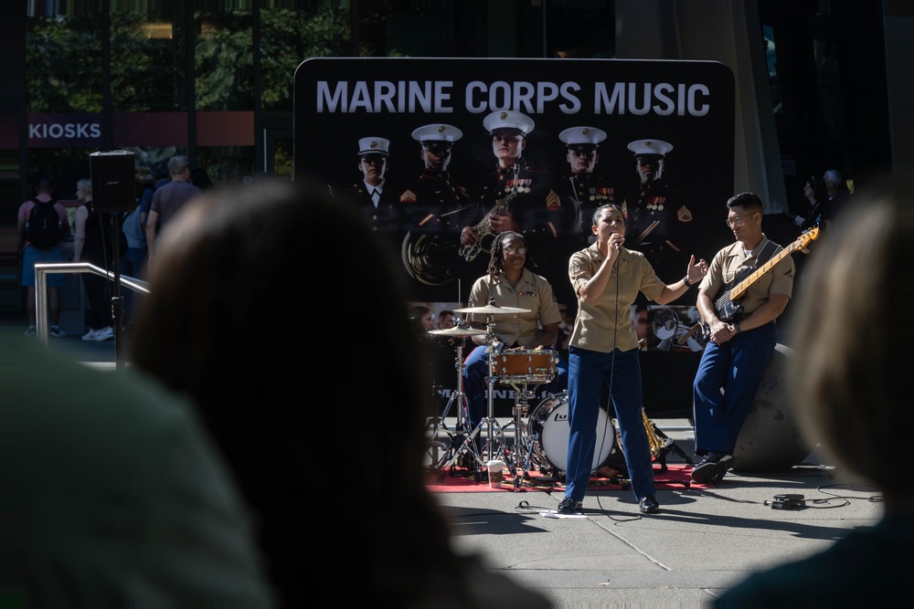 1st MARDIV Band performs at Space Needle during Seafair