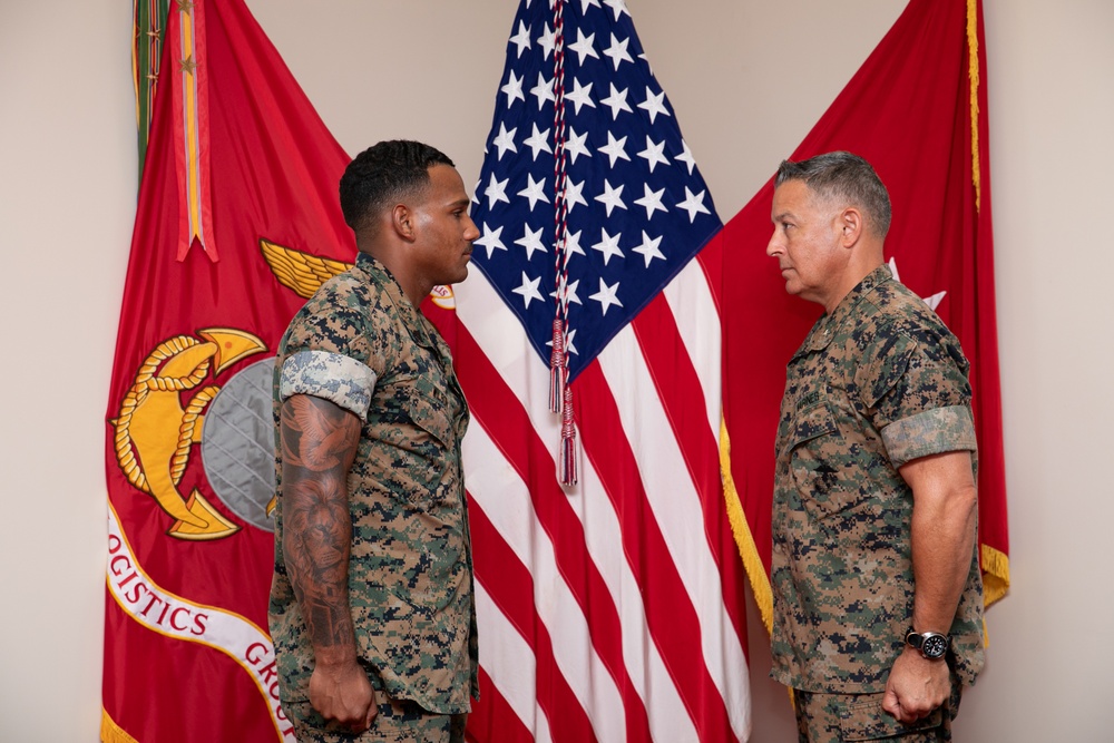 Brigadier General Chalkley Congratulates the NCO of the Quarter