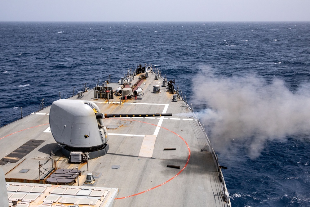 USS Cole Conducts A Live-Fire Exercise