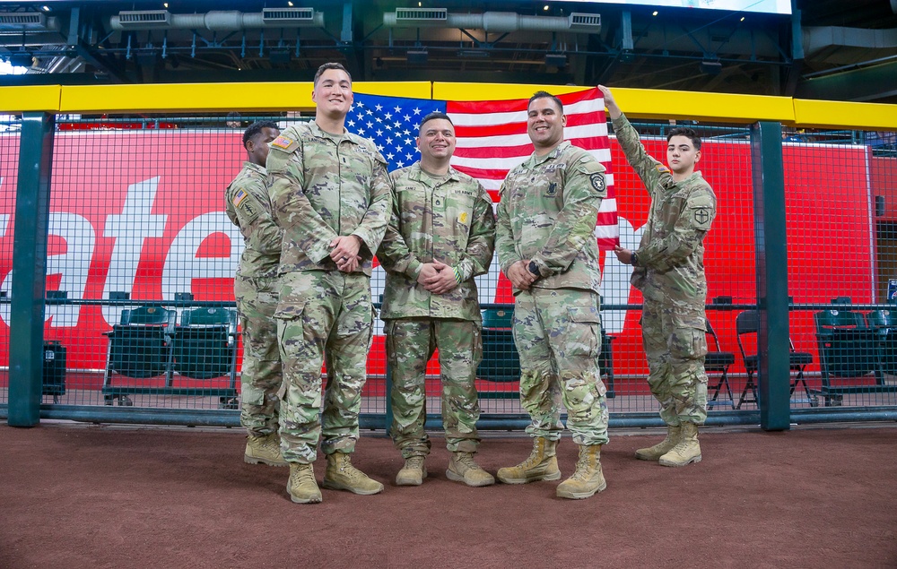 Phoenix based Army recruiter performed a reenlistment ceremony in grand fashion with the Ariona Diamondbacks