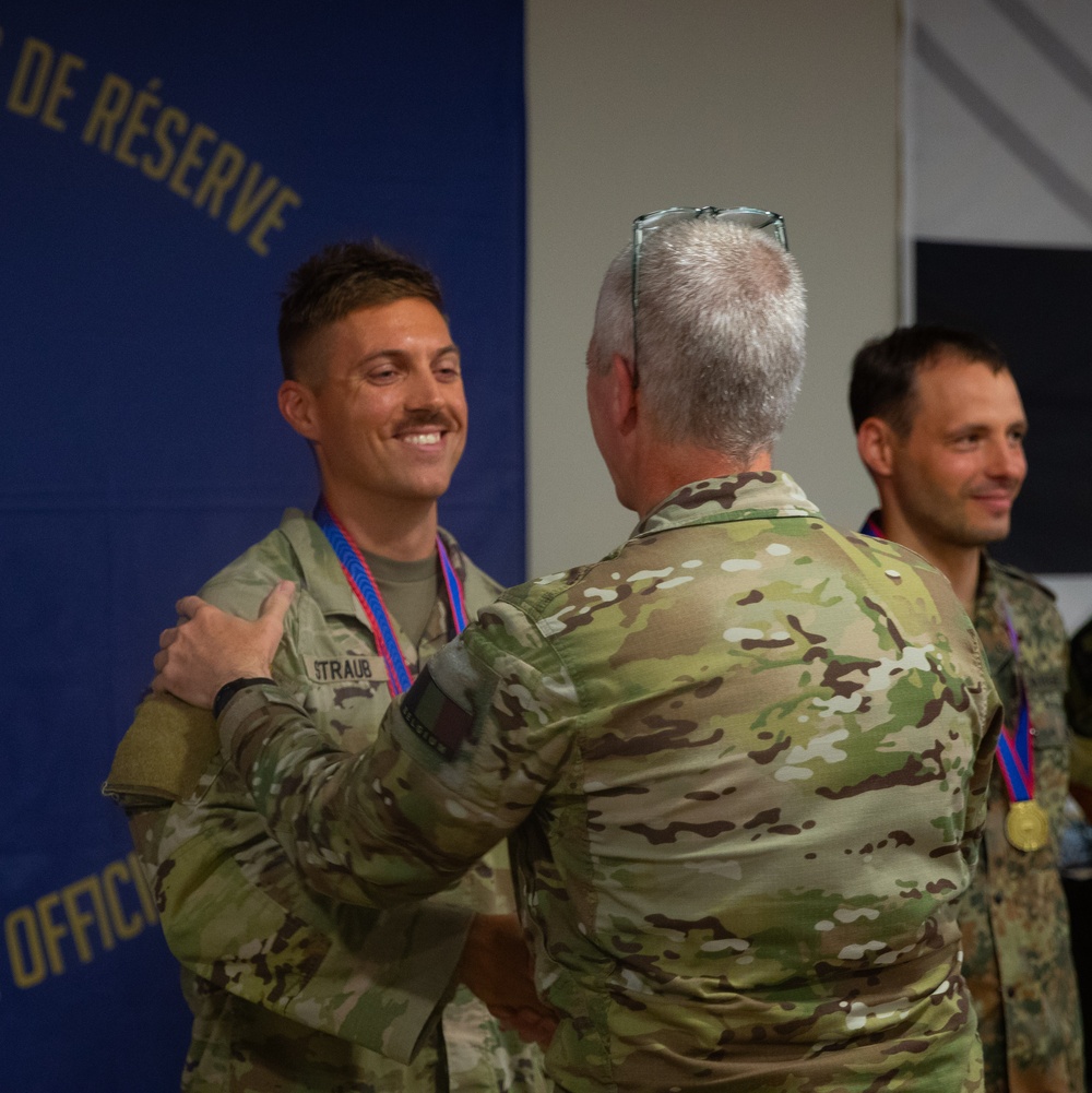 Capt. Jake Straub receives a medal