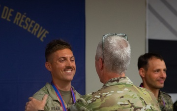 Capt. Jake Straub receives a medal