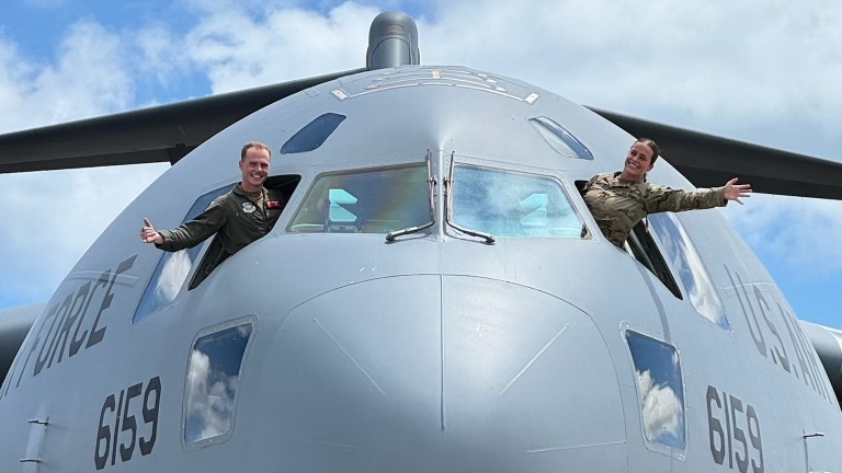 Air Force brother and Army sister deliver medical transport in joint mission