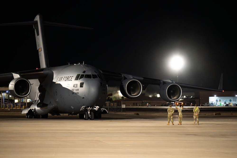 C-17 Globemaster IIIs arrive at Nellis AFB for Bamboo Eagle 24-3