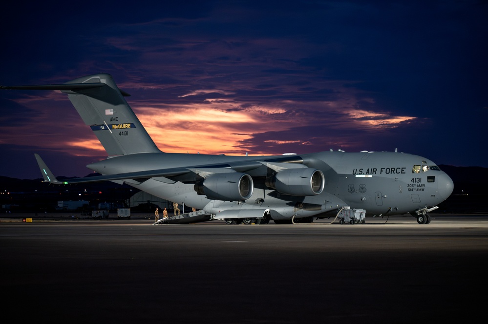 C-17 Globemaster IIIs arrive at Nellis AFB for Bamboo Eagle 24-3