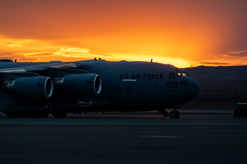 C-17 Globemaster IIIs arrive at Nellis AFB for Bamboo Eagle 24-3