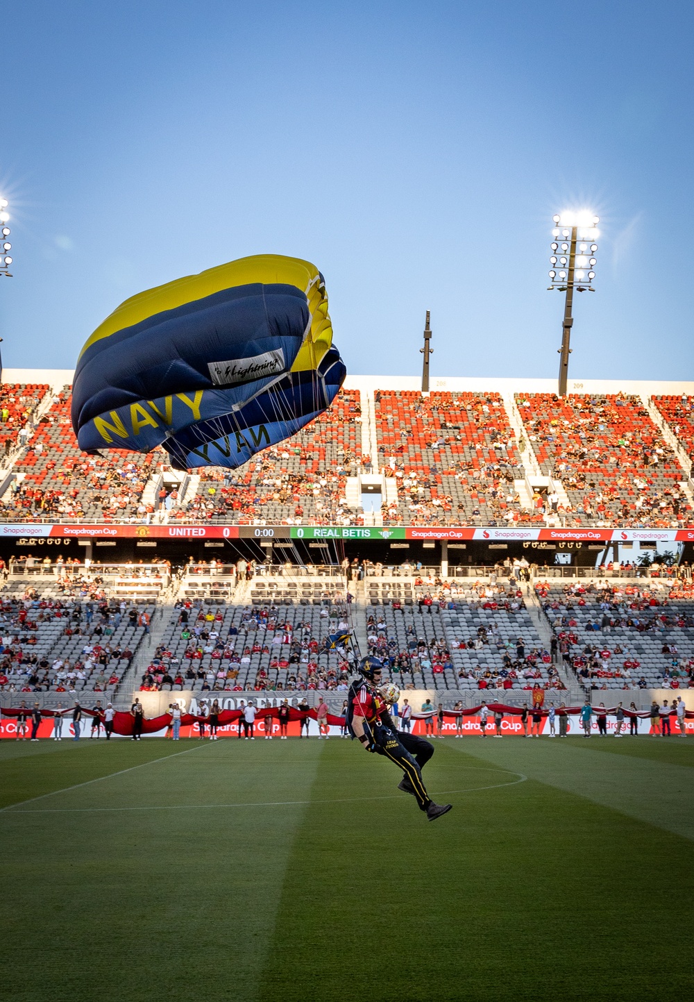Navy Parachute Team Drops into International Friendly