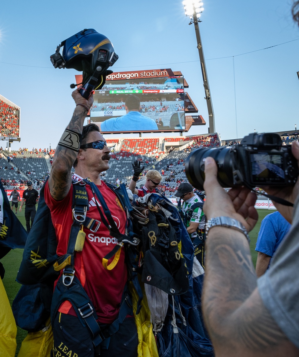 Navy Parachute Team Drops into International Friendly