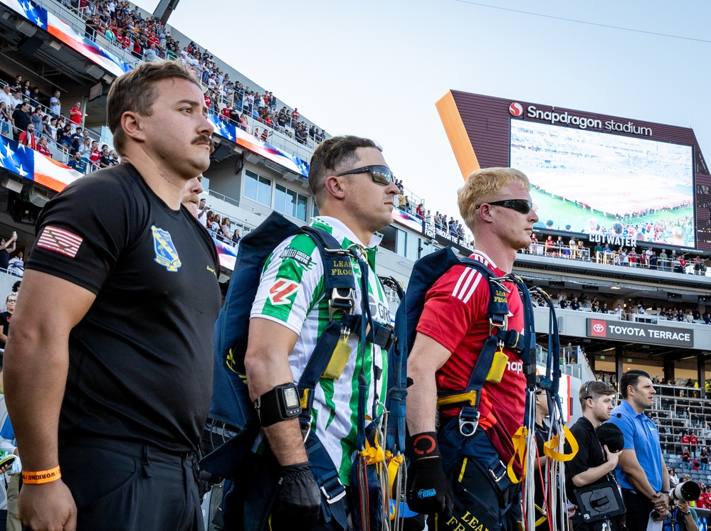 Navy Parachute Team Drops into International Friendly