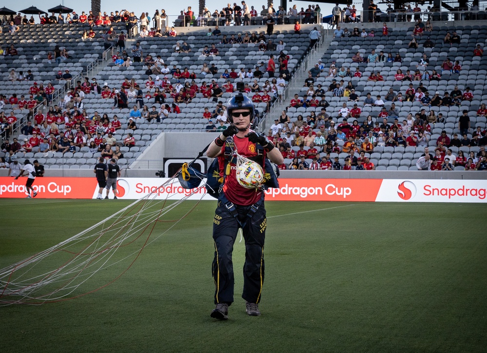 Navy Parachute Team Drops into International Friendly