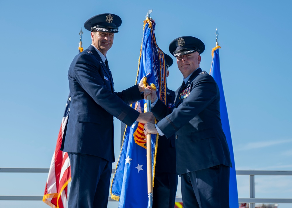 Passing the guidon:  Col. Edward Szczepanik takes command of the 6th Air Refueling Wing