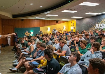 Navy Admiral Visits with North Dakota State University Students and Research Institutions