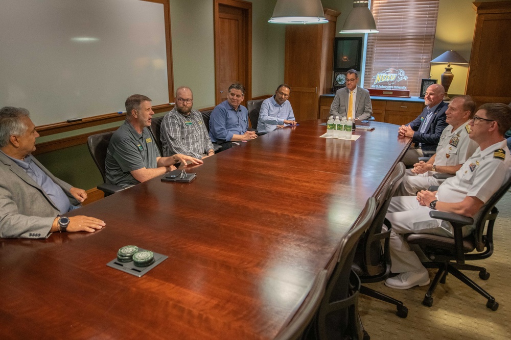 Navy Admiral Visits with North Dakota State University Students and Research Institutions