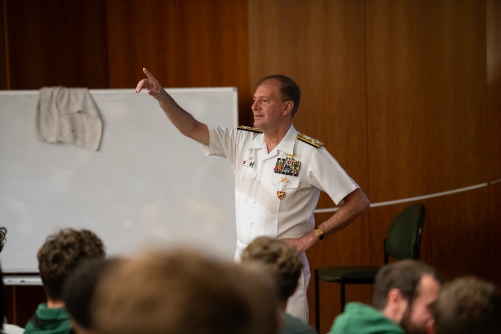 Navy Admiral Visits with North Dakota State University Students and Research Institutions