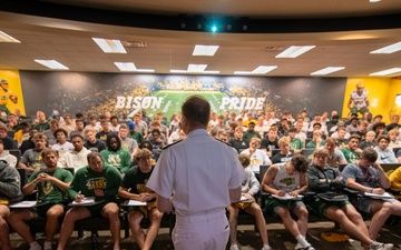 Navy Admiral Visits with North Dakota State University Students and Research Institutions