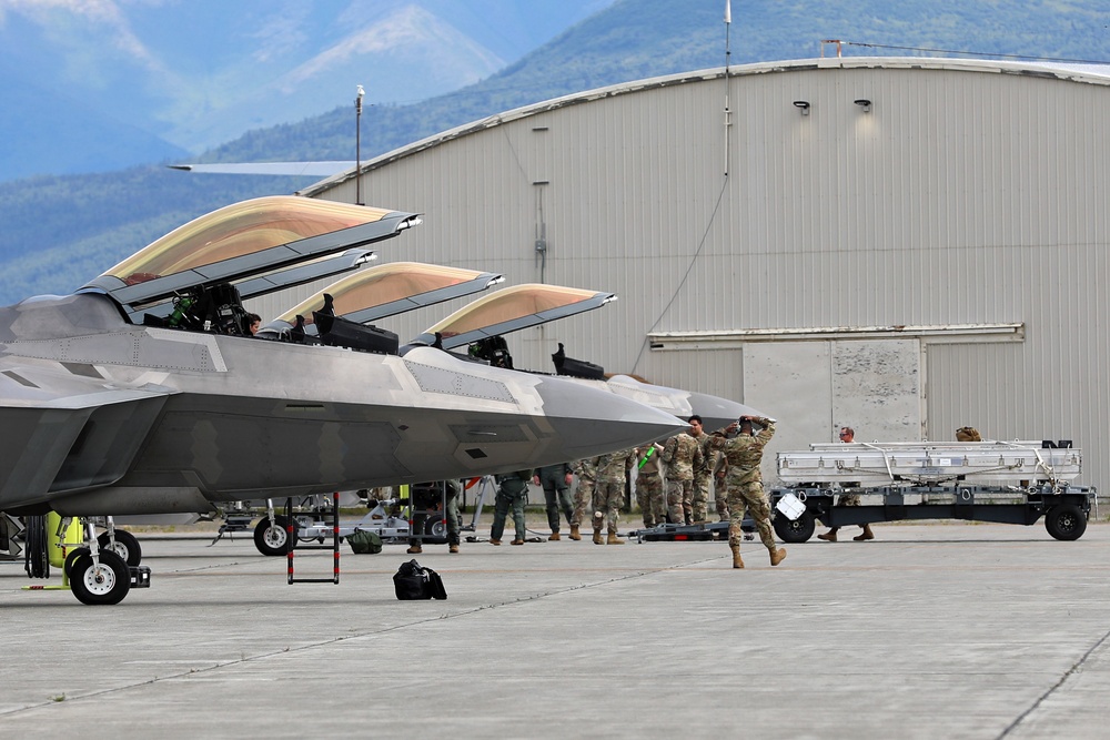 ANG 176th WNG conducts FARP training with 477th FG F-22 Raptors